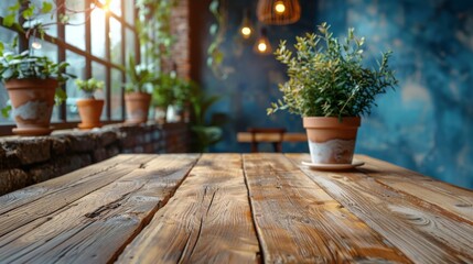Fototapeta premium A table with a potted plant and candles on it