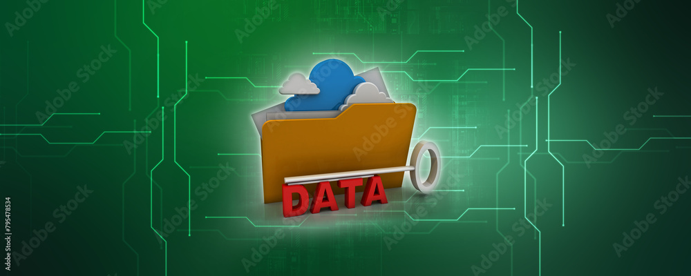 Poster 3d rendering cloud folder storage