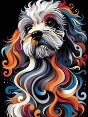 Colorful, Abstract Artwork of a Stylized Dog with Flowing Fur. - 795479567