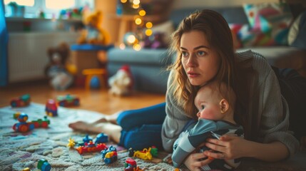 Fototapeta premium Mother Embracing Her Child