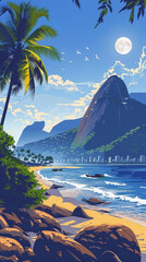 Rio de Janeiro scene in flat graphics