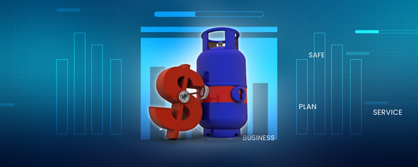 3D rendering illustration Gas Cylinder with dollar sign
 - obrazy, fototapety, plakaty