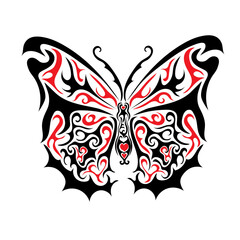Neo tribal y2k tattoo, butterfly shape.  Celtic gothic cyber body ornament shape. Vector illustration