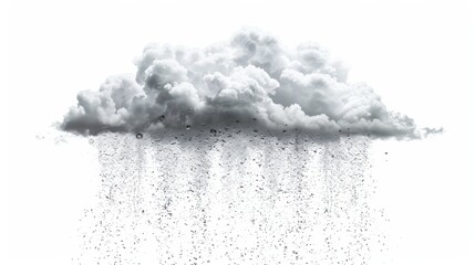 Raining cloud in the medieval art classic bibel style solid white background
