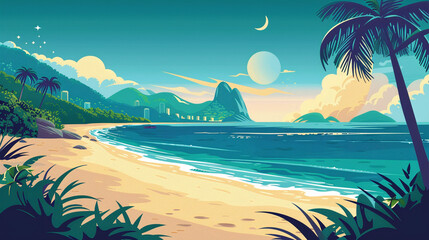 Rio de Janeiro scene in flat graphics