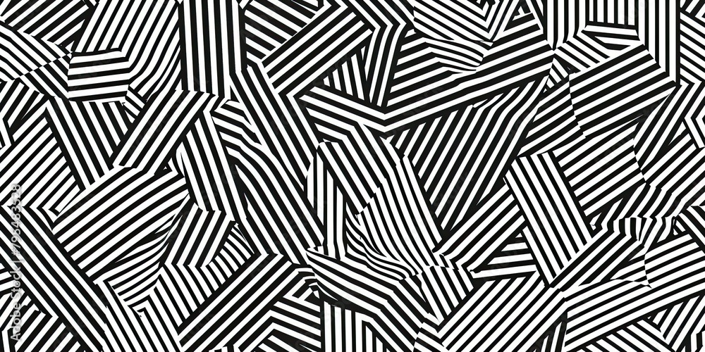 Wall mural vector modern seamless geometric pattern line art, black and white abstract geometric background