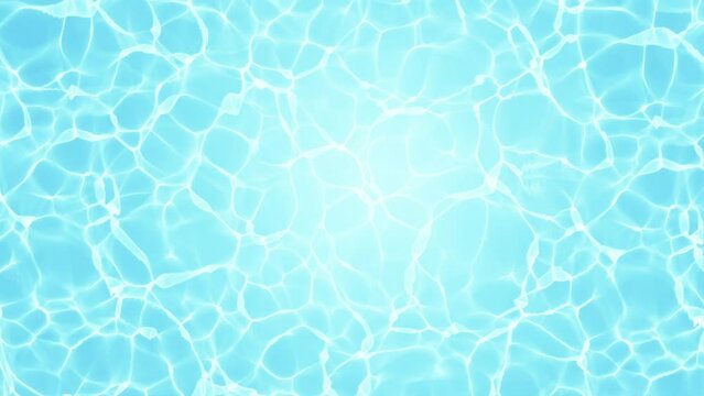 Top view of blue Water pools with beauty caustic on top view. 3D animation. Summer holiday idea concept. copy space.