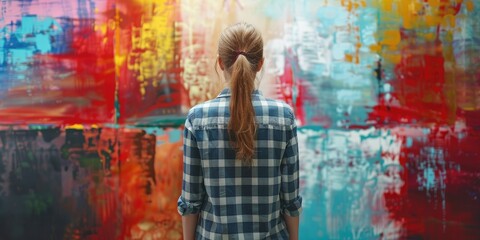 Young woman painting wall in apartment 16k ultra HD resolution