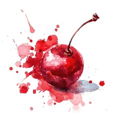 A dynamic watercolor artwork of cranberries with vibrant splashes