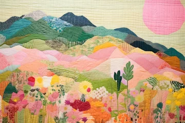 Deurstickers Spring landscape pattern textile. © Rawpixel.com