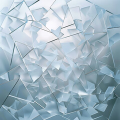 background wall of frosted broken glass and glass shards in gray-blue tones
