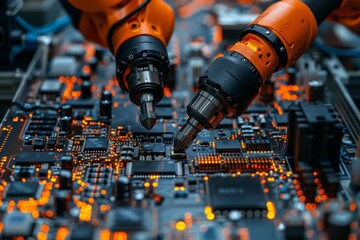 Close Up of Person Working on Circuit Board