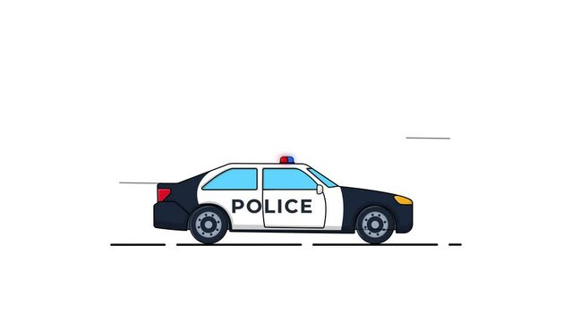 4K Police Car Going To Police Station Animation