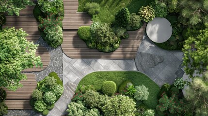 A landscaper designs and implements a garden layout for an urban green space project