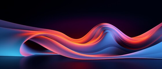 Fototapeta premium 3D abstract digital forms with flowing lines and neon highlights, evoking a futuristic atmosphere,