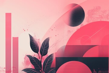 abstract stylish background with geometric shapes and floral elements