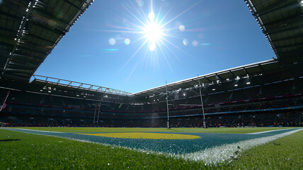 Game Day Glory: Sunlit Stadium Awaiting the Roar of Excited Sports Fans