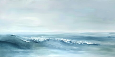 Fototapeta premium Whispers of the Ocean: Soft Brushstrokes Depicting the Gentle Sea Waves