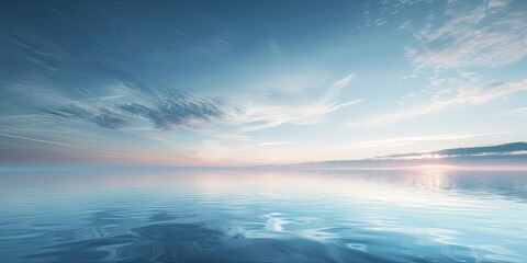 Tranquil Dawn: Pristine Ocean Reflecting the Serene Sky at Sunrise