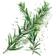 This watercolor creation breathes life into rosemary