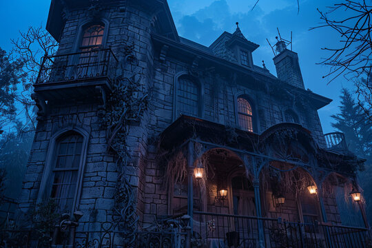 Front of creepy haunted house
