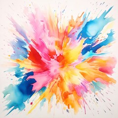 Watercolor abstract, explosion of tropical colors, white isolation, --ar 1:1 --v 5.2 Job ID: ff93a357-516f-4db8-a519-1bfd8a7615d1