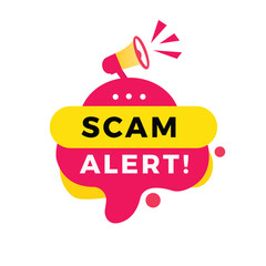 Scam alert label icon modern style. Banner design for business, advertising, promotion, marketing. Vector sign design.
