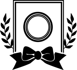 A silhouette of an award ribbon, perfect for representing prizes, achievements, and honors in competitions and events.