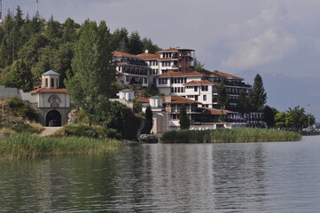 Obraz premium The monastery complex and the church The Nativity of Virgin Mary in Struga, Macedonia, built in 14th century.