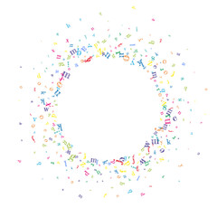Scattered letters of latin alphabet. Colorful