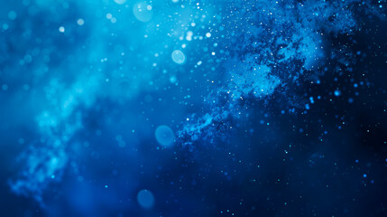 Obraz premium Dark Blue Wallpaper with Particle Clouds and Bright Bokeh 