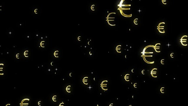euro icon euro symbol rain falling animated euro icon gold color falling like rain 4k