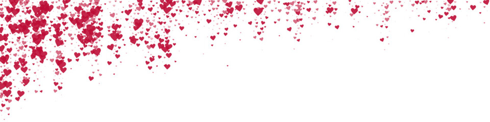 Red hearts scattered on white background.