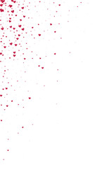 Red hearts scattered on white background.