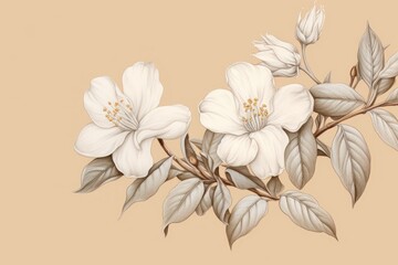 Jasmine flower sketch blossom pattern.