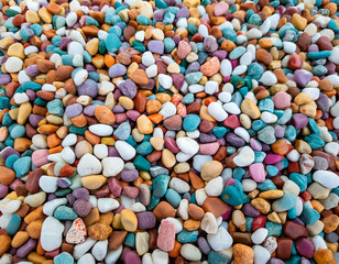 Fototapeta na wymiar Pebbles on the beach. Colorful stones background, colored beach stones background, small stones wallpaper