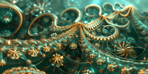 Sch&ouml;ner Hintergrund f&uuml;r Webdesign und Drucksachen in gr&uuml;nem Stil mit Gold Aplikation