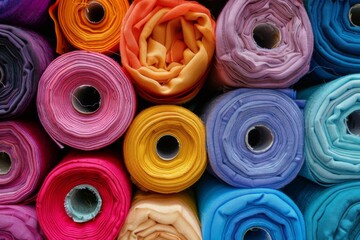 colorful rolls of fabric
