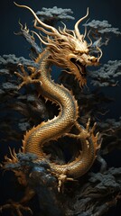 Fototapeta premium Japanese dragon reptile animal seahorse.