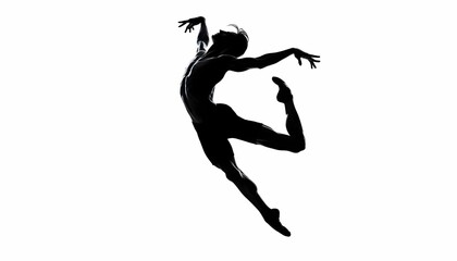 Silhouette of professional dancer on white background.