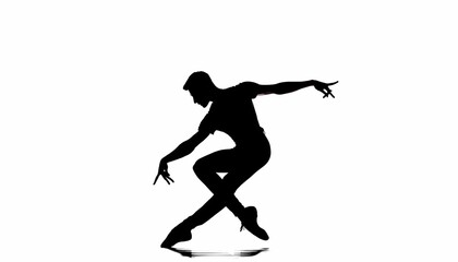 Silhouette of professional dancer on white background.
