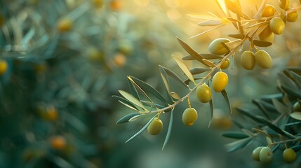 Olives Growing on Olive Tree in Sun. Generative AI
