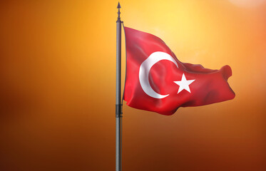 Waving Turkish Flag, Republic of Türkiye - Translate : Dalgalanan Türk Bayrağı