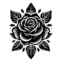 Midnight Rose: Minimalist Design, Elegant Black Silhouette, Timeless Beauty. Logo and Icon Design.