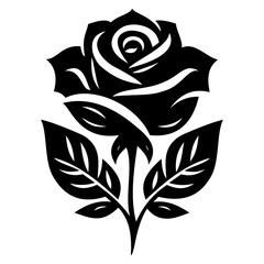 Midnight Rose: Minimalist Design, Elegant Black Silhouette, Timeless Beauty. Logo and Icon Design.