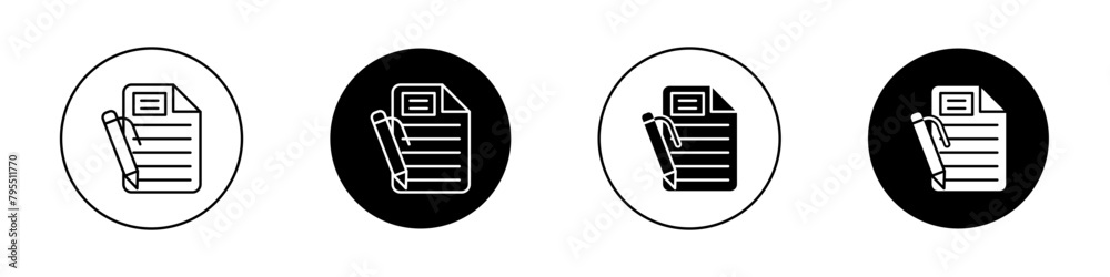 Poster form icon set. contact page vector symbol. order application document sign. report paper line icon. 