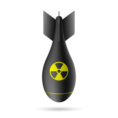 Atomic rocket air bomb. Nuclear atom bomb. Atomic bomb isolated on a white background. Vector illustration