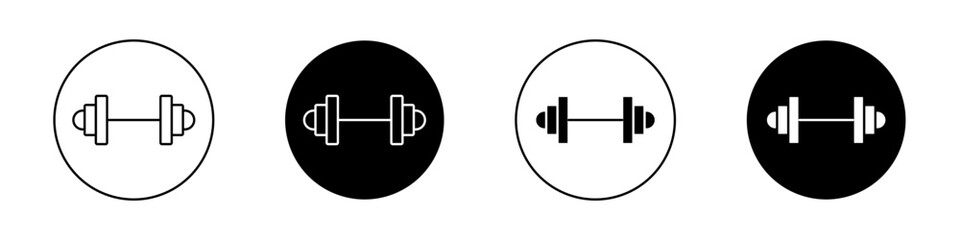 Gym icon set. dumbbell weight vector symbol. fitness strength exercise weight fit dumbbell sign in black filled and outlined style.