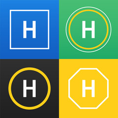 The H helipad icon. Helicopter landing pad. Transport parking symbol. Vector illustration