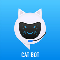 Cat Robot Virtual Assistant modern technologies and artificial intelligence, home assistant. Symbol for AI Technology, support, ui. Vector illustration